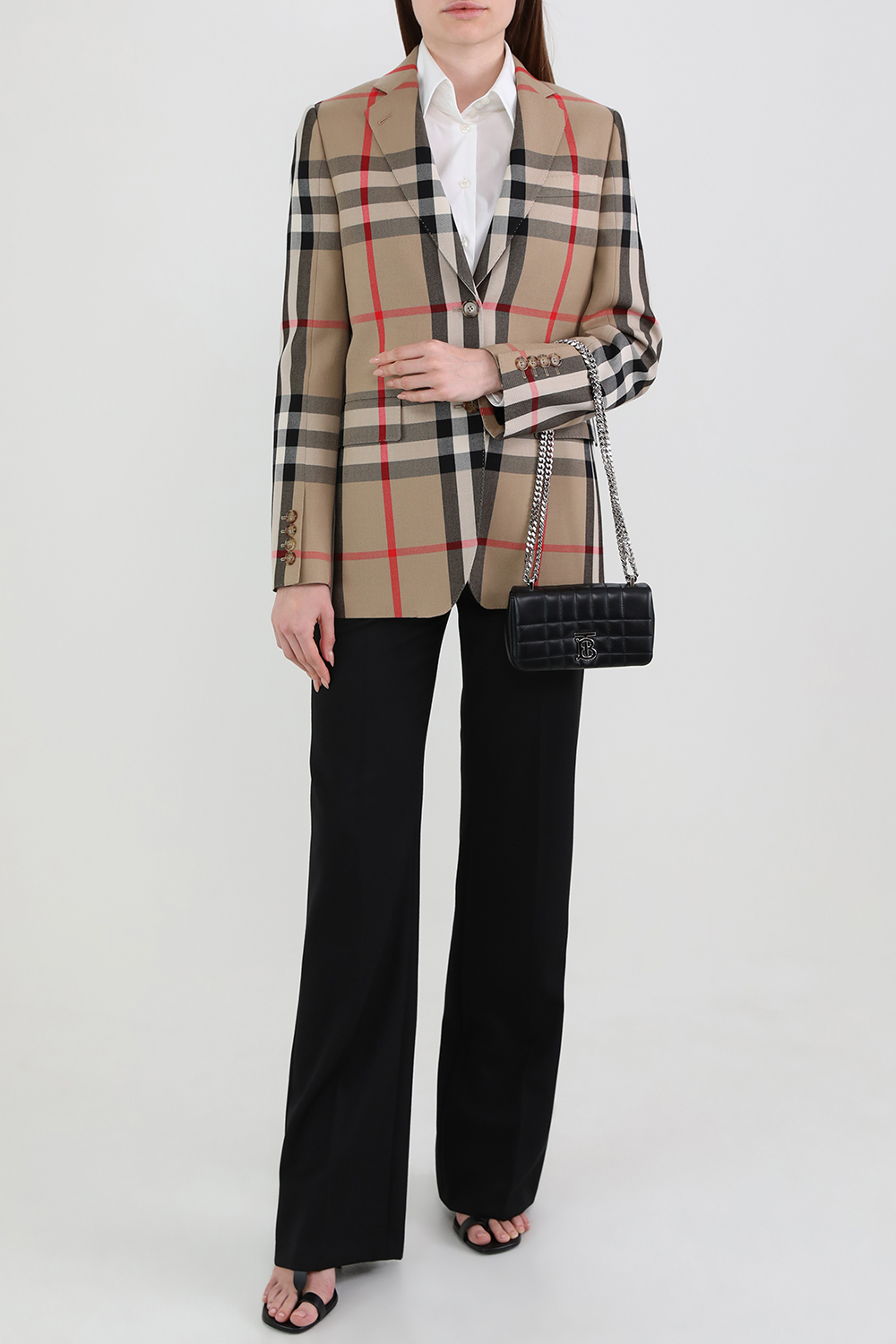 בלייזר משבצות מצמר וכותנה